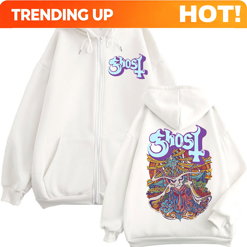 Mens Fashion Zip Up Hoodies - Moletons com zíper com estampa Ghost