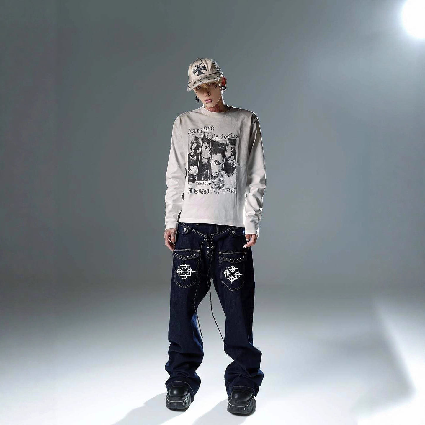 Men'S Fashion T Shirts - Camiseta de manga comprida com gola