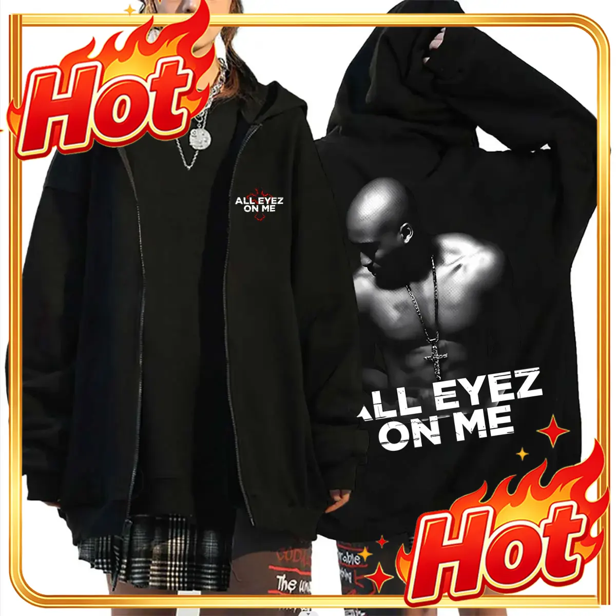 Mens Fashion Zip Up Hoodies - Moletom com zíper e capuz, modelo