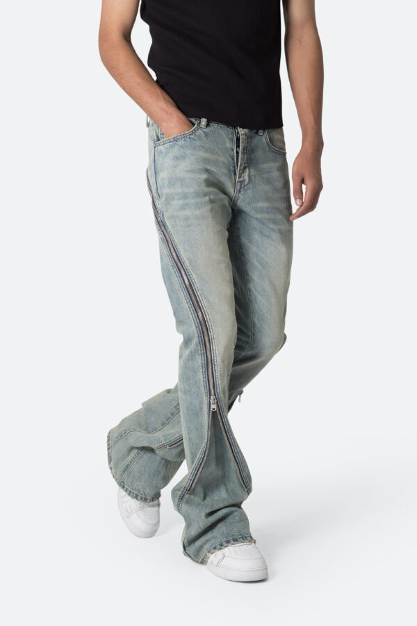 Men'S Fashion Grey Jeans - Calças Jeans Flare Simples e Básicas