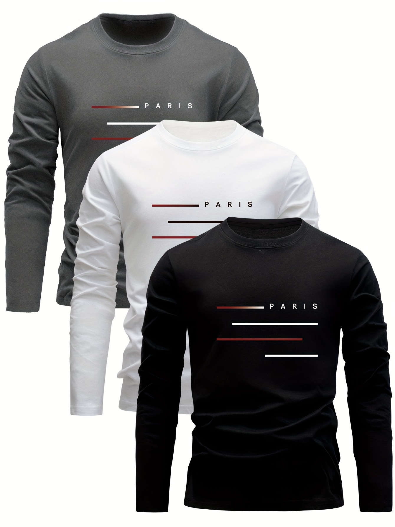 Men'S Fashion T Shirts - Camiseta Masculina de Manga Longa 100%