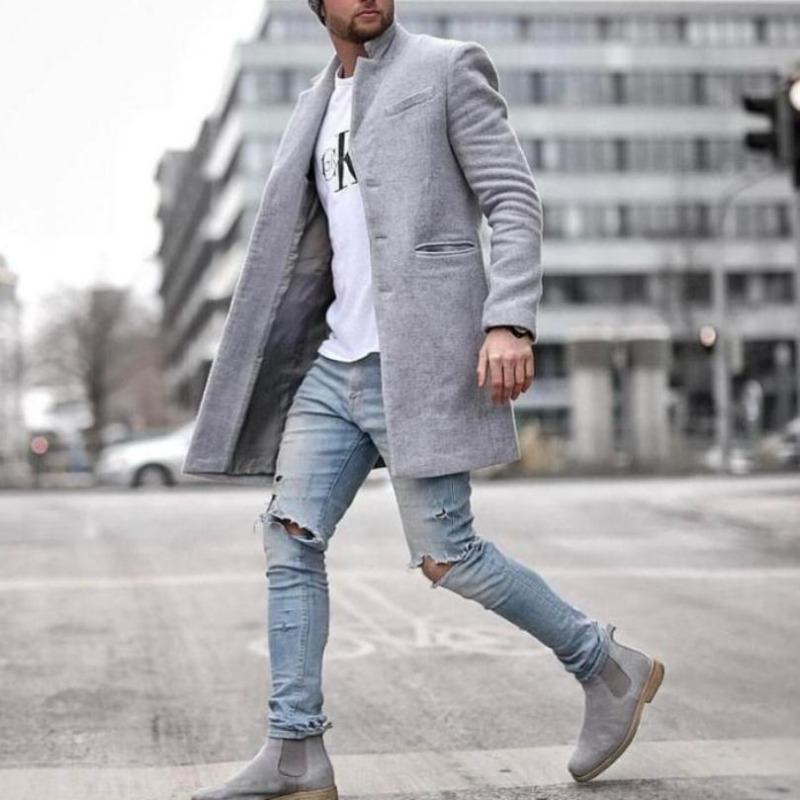 Men'S Fashion X - Casaco Masculino de Comprimento Médio para