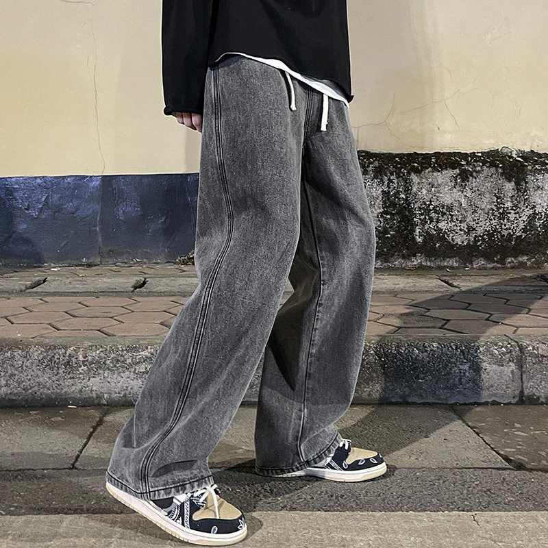 Calça jeans folgada masculina, - Men'S Fashion Grey Jeans avaliação e preço