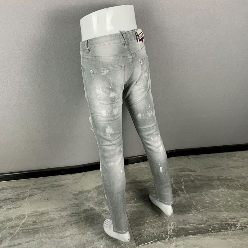 Calças de ganga masculinas nov - Men'S Fashion Grey Jeans avaliação e preço