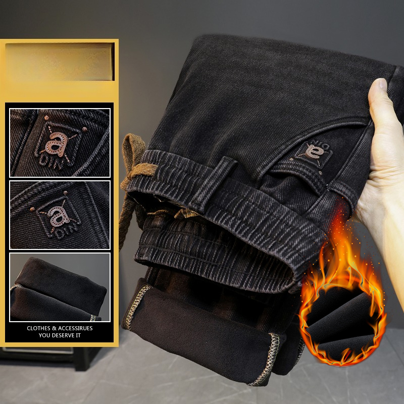 Calças Jeans de Inverno Mascul - Men'S Fashion Grey Jeans avaliação e preço